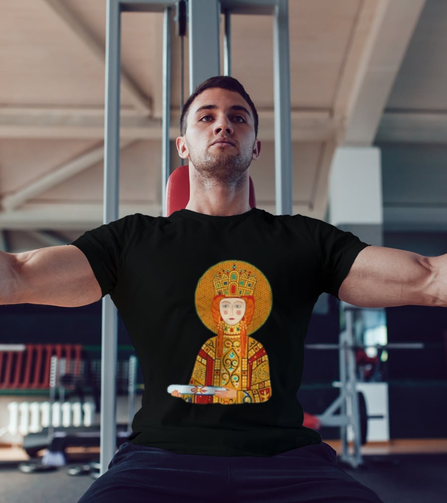 Byzantine Empress Eirene Colorful Regal Icon With Golden Crown And Scroll T-Shirt