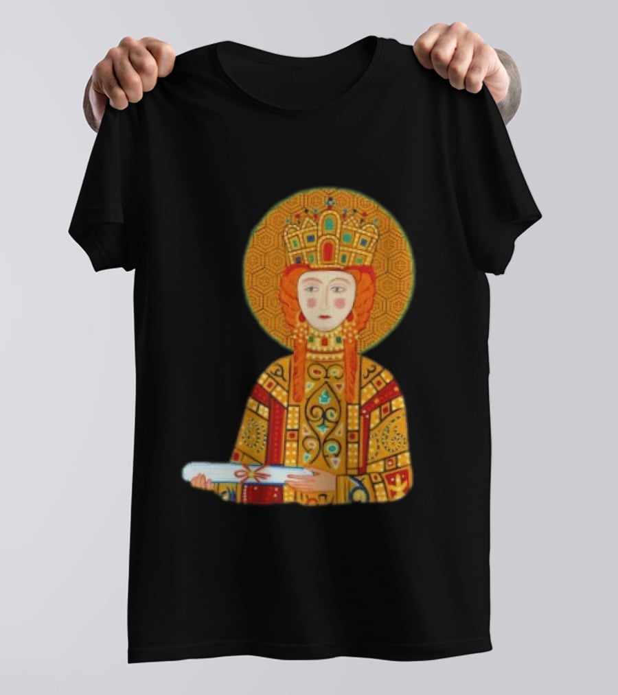 Byzantine Empress Eirene Colorful Regal Icon With Golden Crown And Scroll T-Shirt
