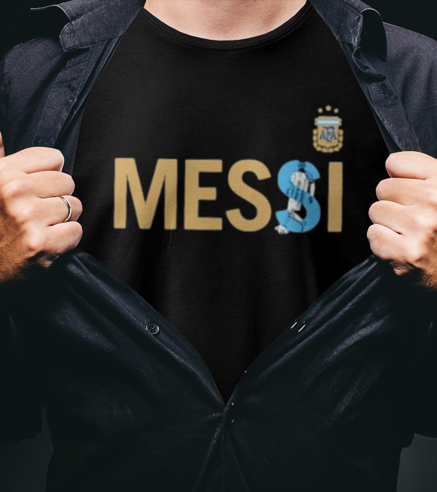 Messi Argentina AFA Emblem Striped T-Shirt