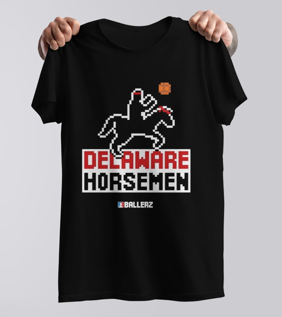 Delaware Horsemen Ballerz Pixel Art Style Basketball T-Shirt