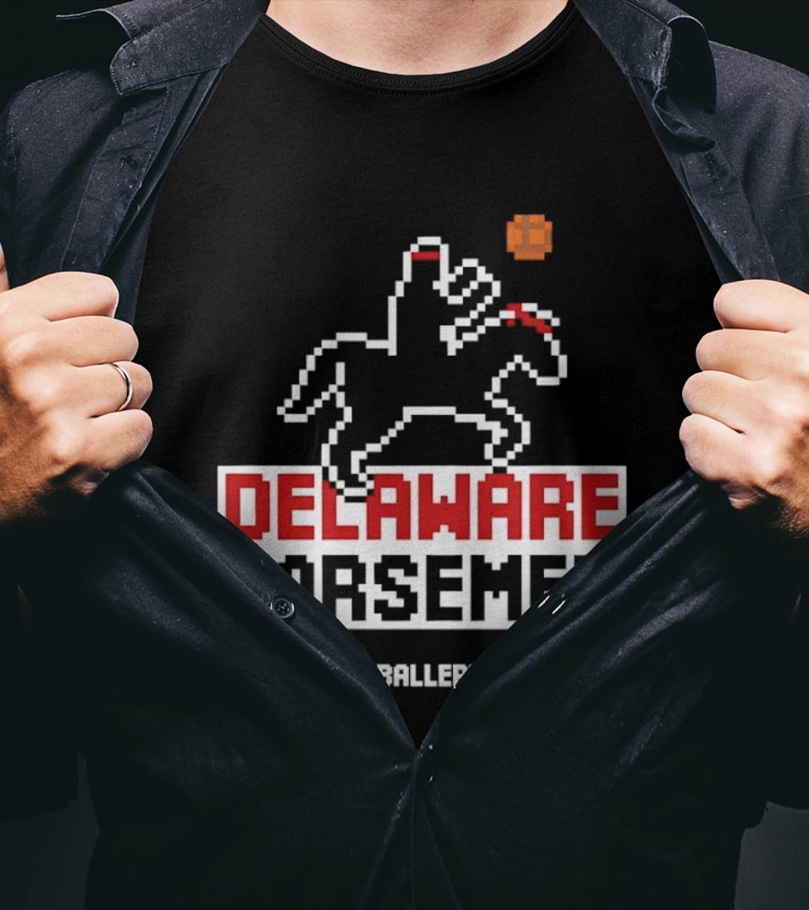 Delaware Horsemen Ballerz Pixel Art Style Basketball T-Shirt