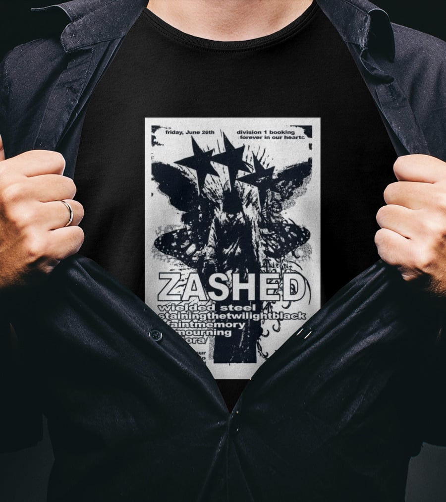 Friday June 26th San Fernando Midnight Hour Zashed Wielded Steel Stainingthetwilightblack A Faint Memory No Mourning Meliora T-Shirt
