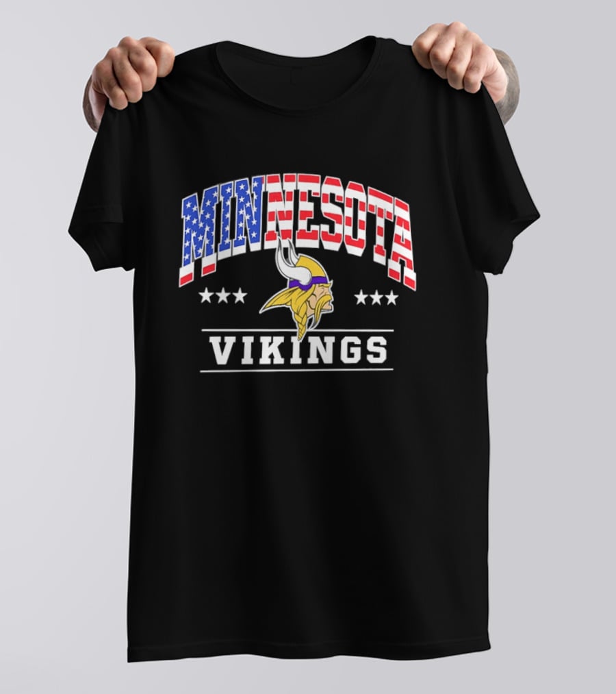 Minnesota Vikings 1776 2026 250 Years American Flag Stars T-Shirt