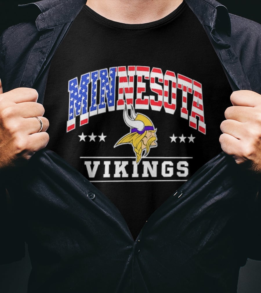 Minnesota Vikings 1776 2026 250 Years American Flag Stars T-Shirt