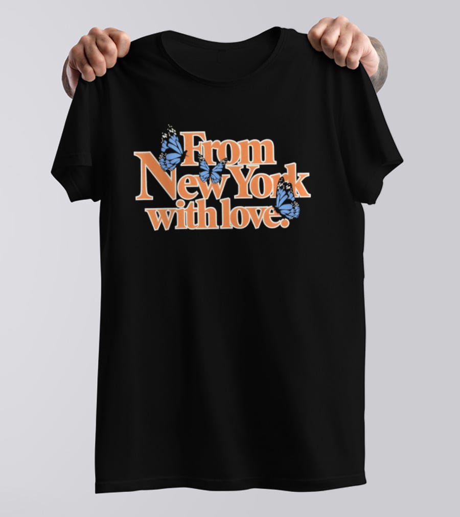 From New York With Love Blue Butterfly T-Shirt