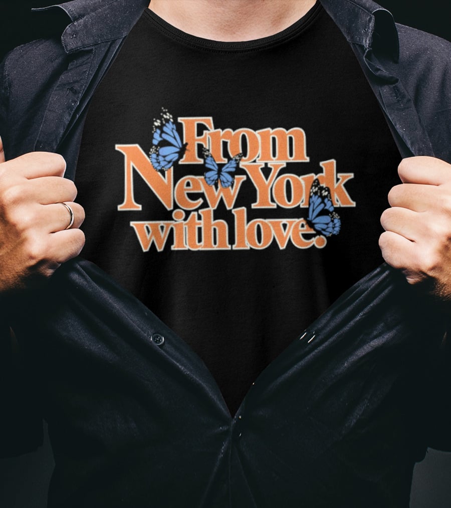 From New York With Love Blue Butterfly T-Shirt