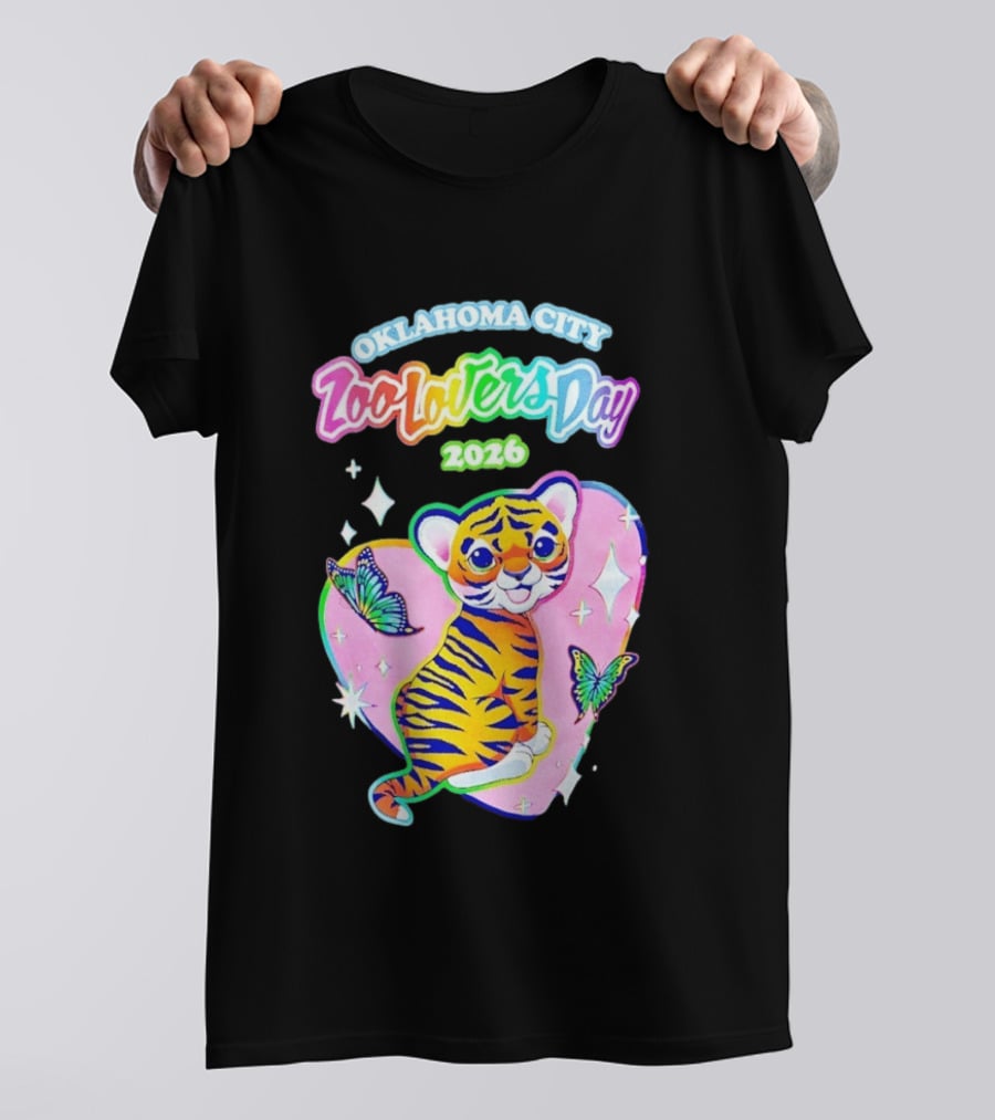 Oklahoma City Zoo Lovers Day 2026 Tiger And Butterflies Hearts T-Shirt