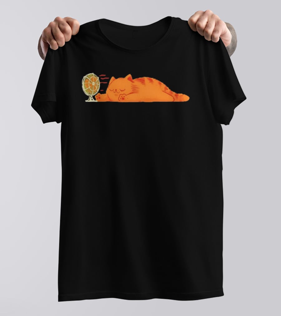 Orange Cat Relaxing In Front Of Fan Cool Breeze T-Shirt
