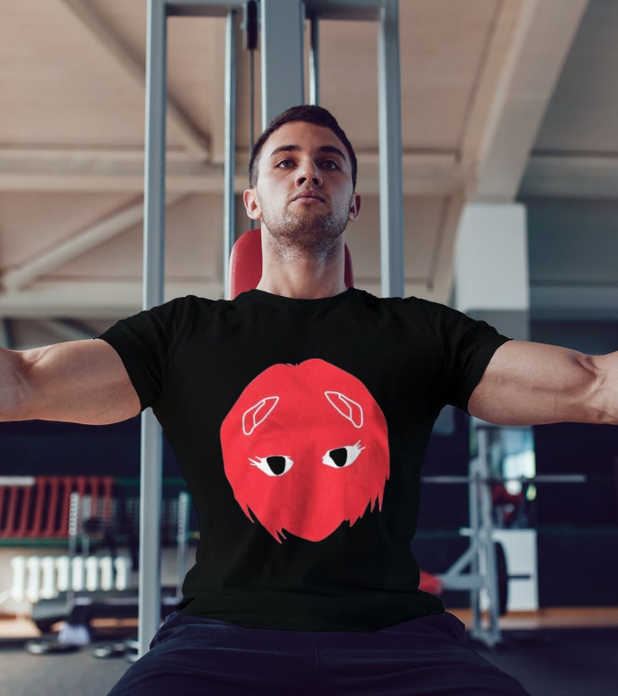 Otaku Desu Mobb Stay At Home Mask Anime Face Red Hair Eyes T-Shirt