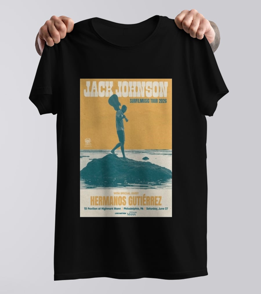 Jack Johnson Surfmusic Tour 2026 Philadelphia TD Pavilion With Special Guest Hermanos Gutiérrez June 27 T-Shirt