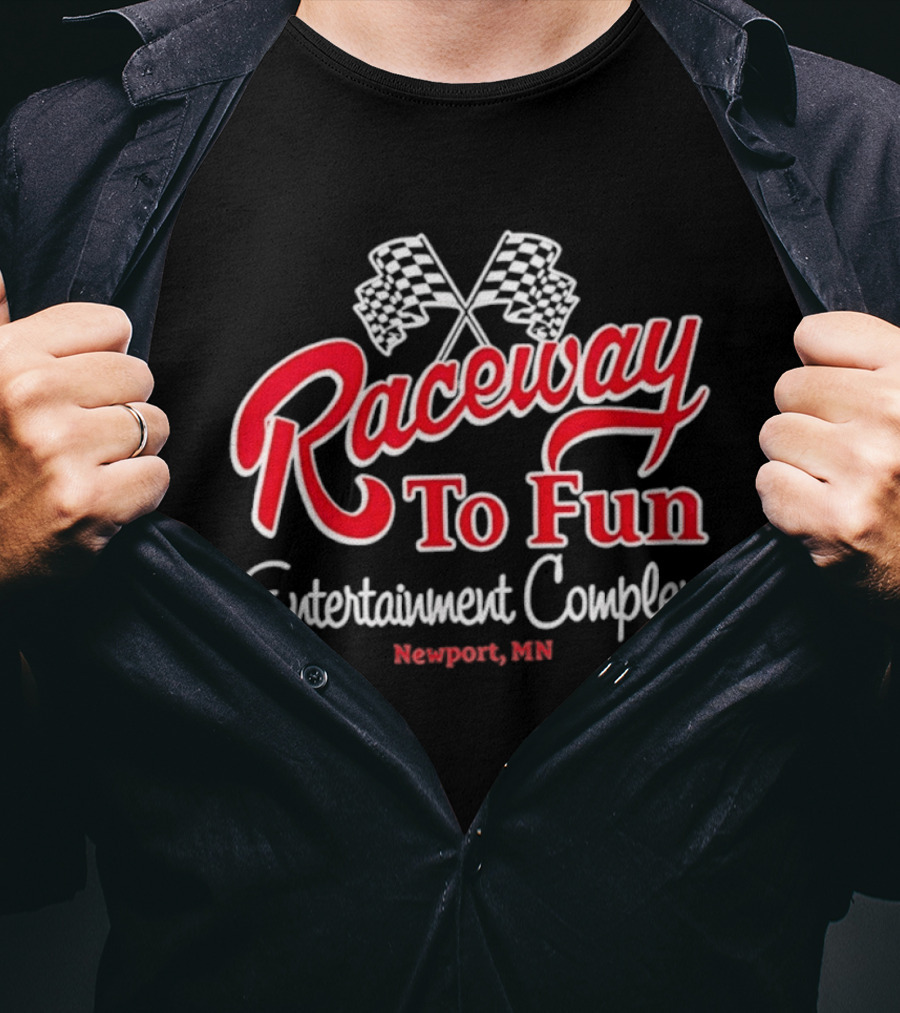 Raceway To Fun Entertainment Complex Newport MN Racing Flags T-Shirt