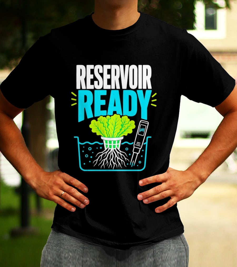 Reservoir Ready Hydroponic Lettuce Roots And Water PH Meter T-Shirt