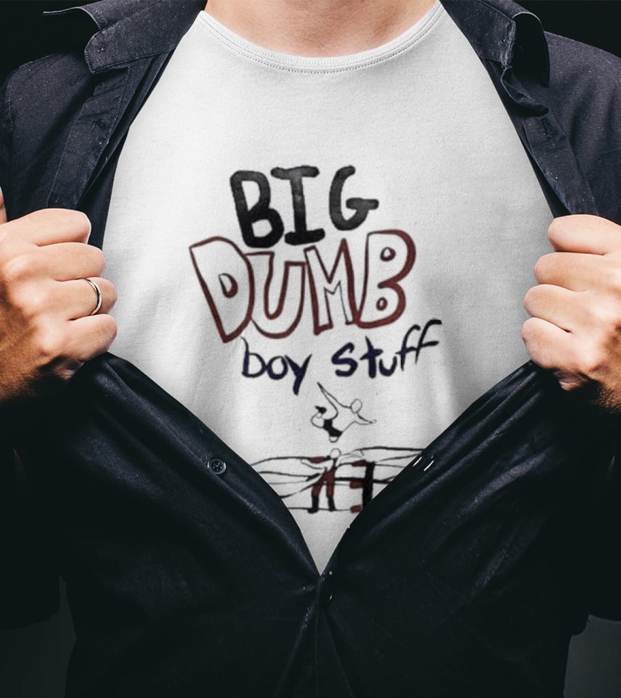 Big Dumb Boy Stuff Kid Drawing Style With Fence Sketch T-Shirt