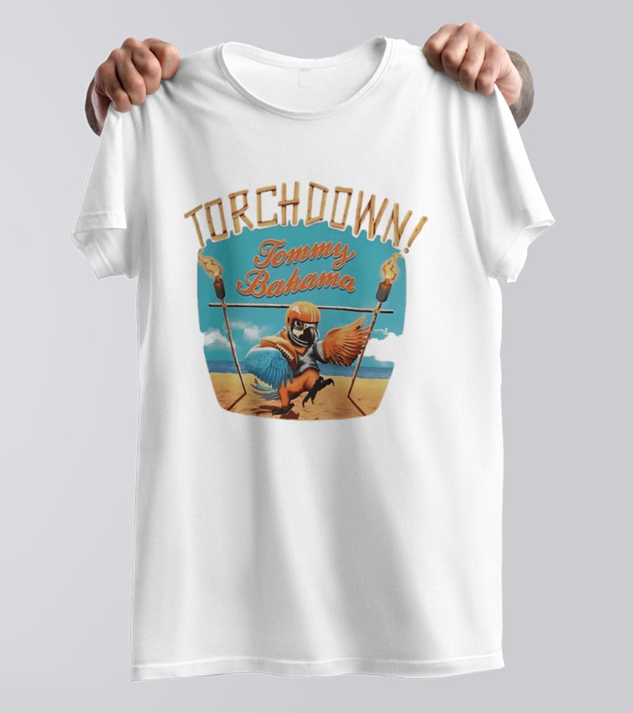 TORCHDOWN Tommy Bahama Parrot Beach Football T-Shirt