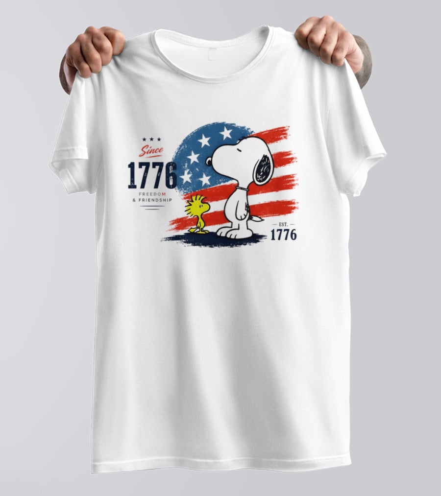Snoopy Woodstock American Flag Freedom Friendship Since 1776 T-Shirt