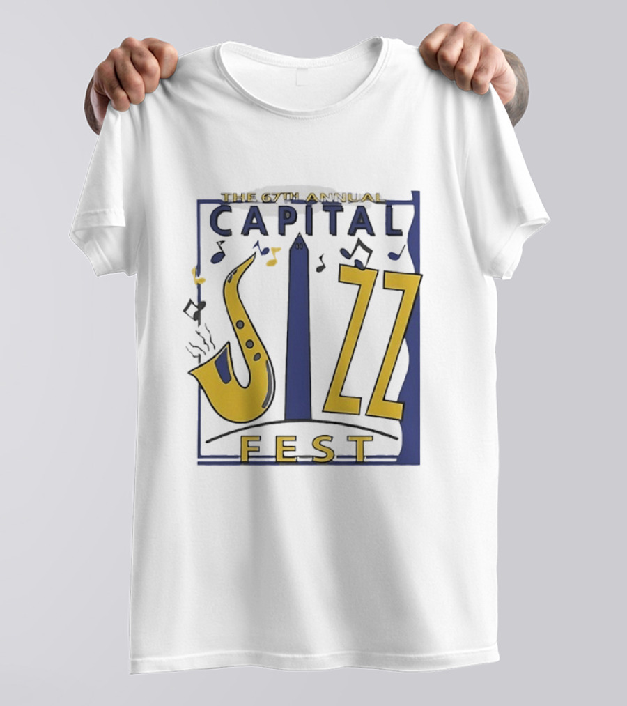 67th Annual Capital Jazz Fest Washington DC Saxophone Music Notes Monuments T-Shirt