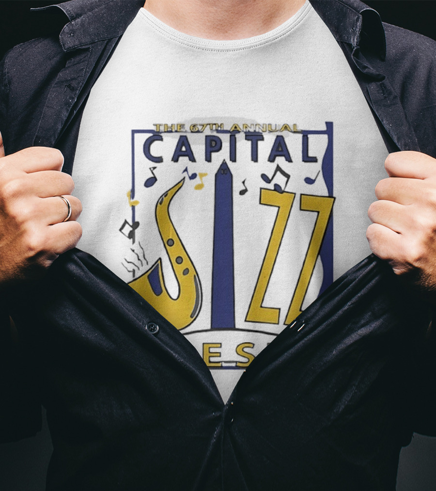 67th Annual Capital Jazz Fest Washington DC Saxophone Music Notes Monuments T-Shirt