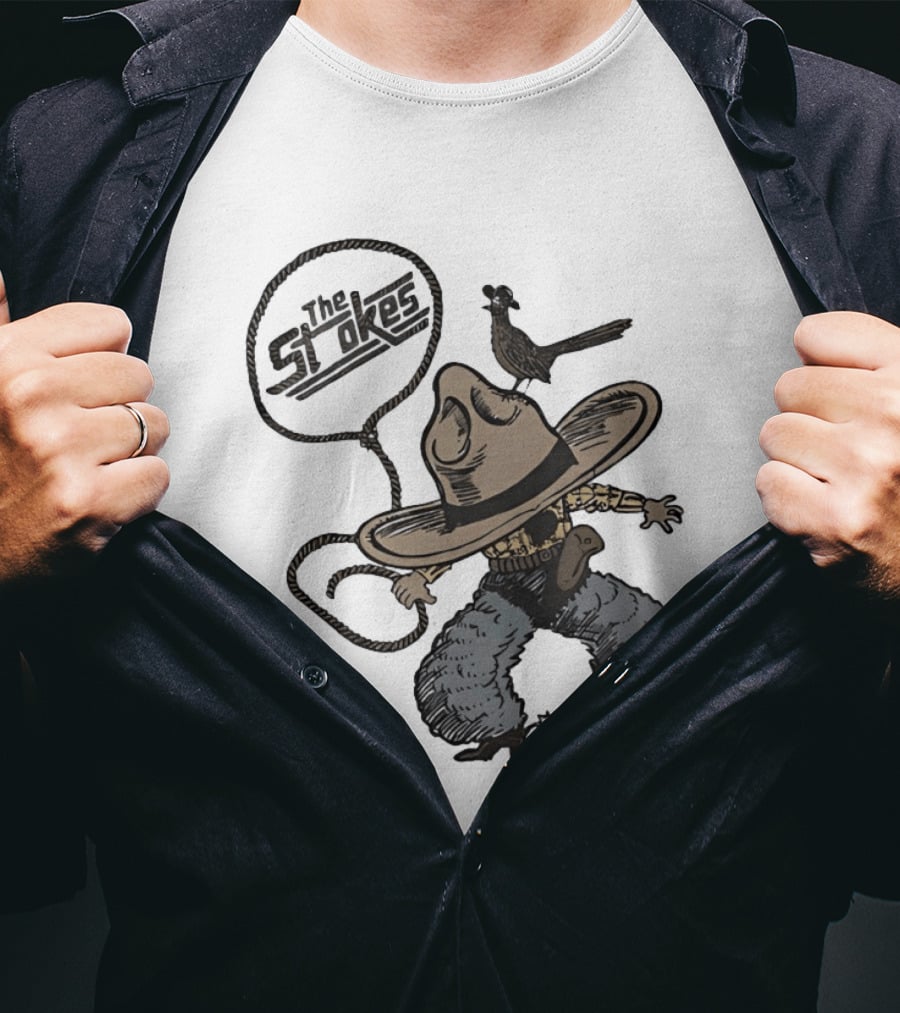The Strokes Cowboy Hat Bird Lasso Denim Holster Brown Boots T-Shirt