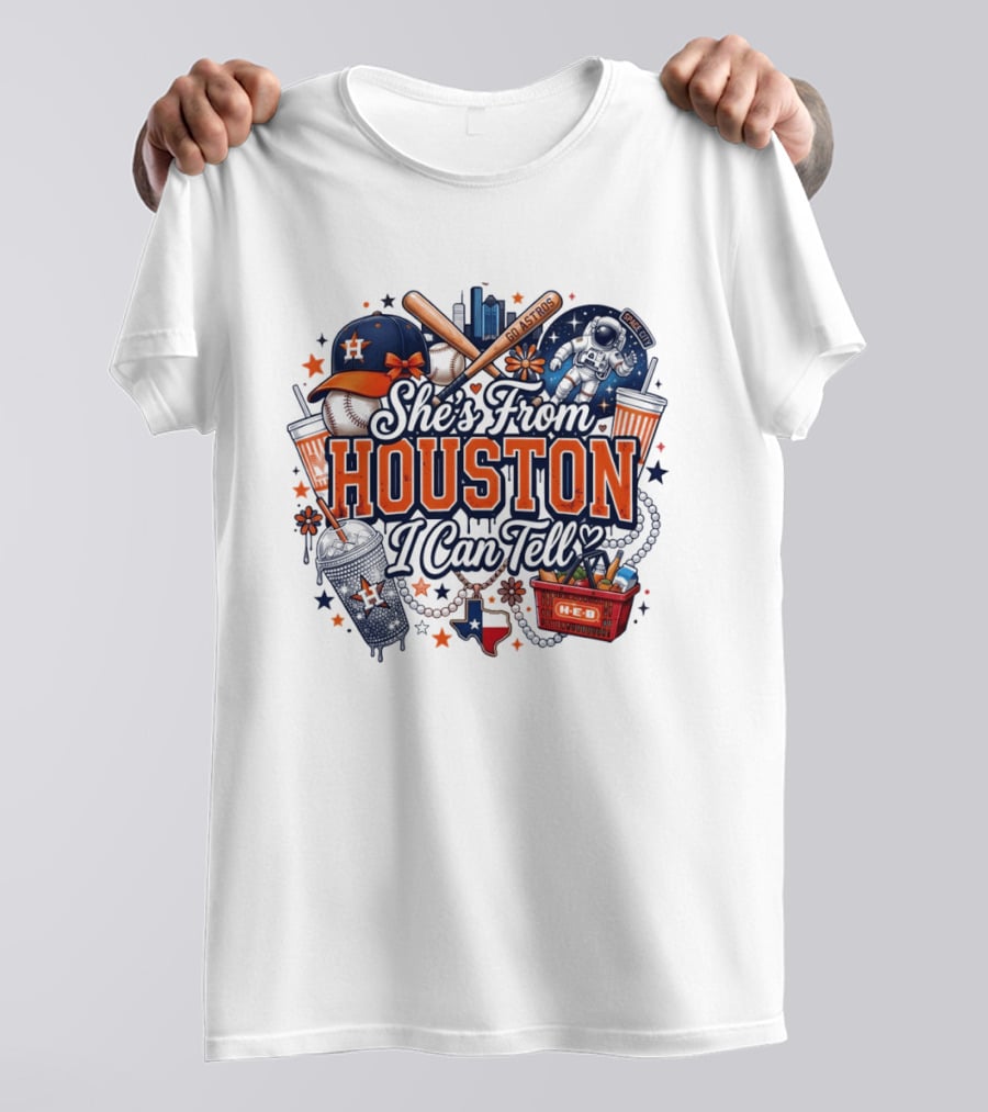 She's From Houston I Can Tell H Town Cowgirl Rodeo Astros Baseball T-Shirt