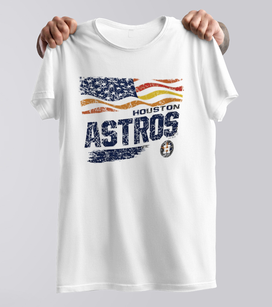 Houston Astros 4th Of July Waving American Flag Anniversary Celebration T-Shirt