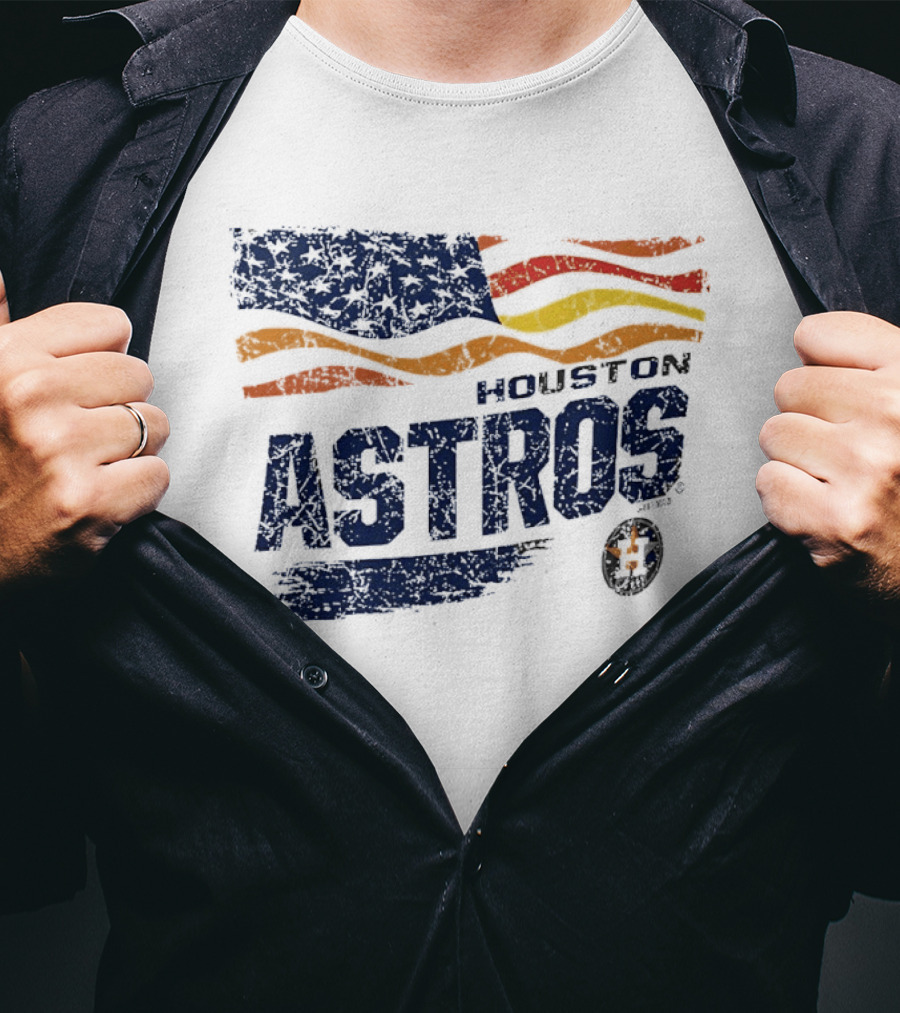 Houston Astros 4th Of July Waving American Flag Anniversary Celebration T-Shirt
