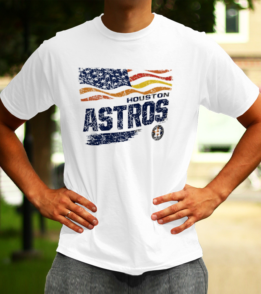 Houston Astros 4th Of July Waving American Flag Anniversary Celebration T-Shirt