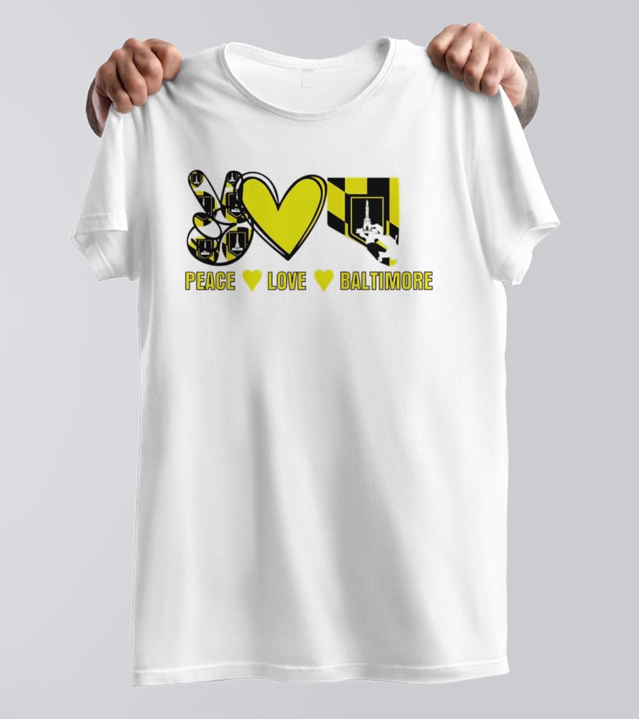 Peace Love Baltimore Maryland Flag Charm City T-Shirt