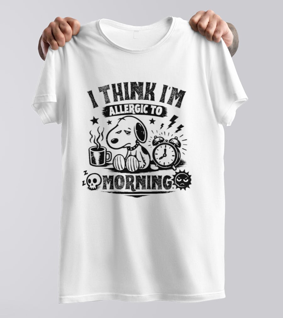 I Think I'm Allergic To Morning Snoopy Coffee Alarm Stars Lightning T-Shirt