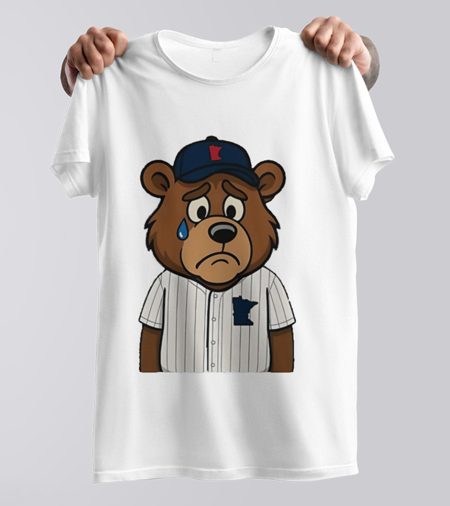 Sad Minnesota Bear With Baseball Jersey And Cap T-Shirt