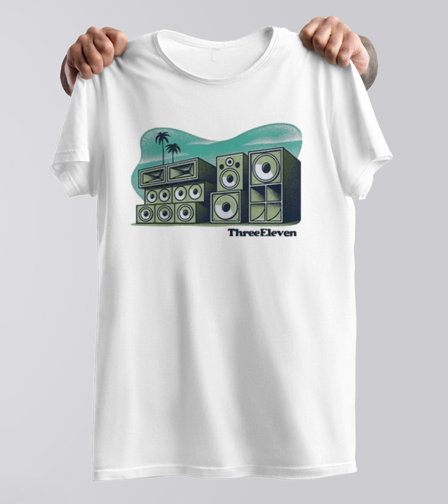 Three Eleven Soundsystem Beach Palm Trees Speaker Stacks T-Shirt