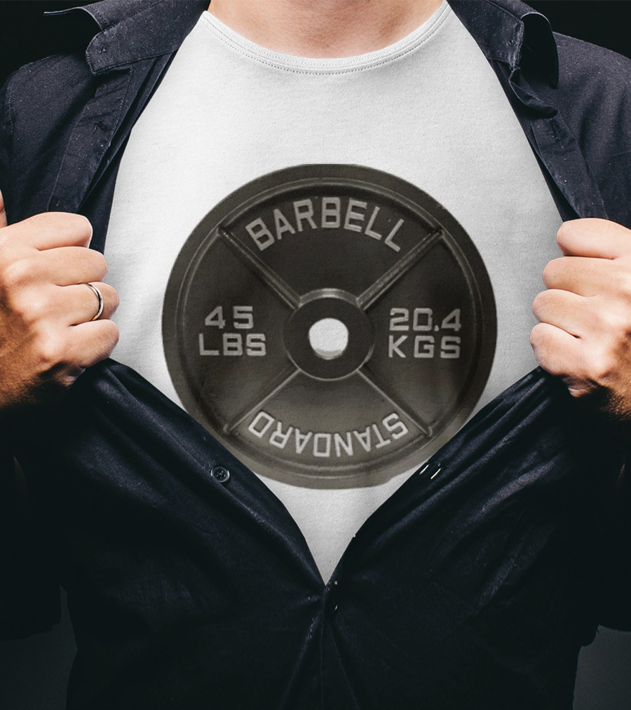 Barbell Standard 45 Lbs 20.4 Kgs Weight Plate Fitness Crossfit T-Shirt