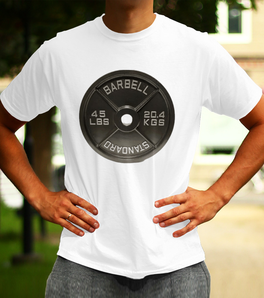 Barbell Standard 45 Lbs 20.4 Kgs Weight Plate Fitness Crossfit T-Shirt