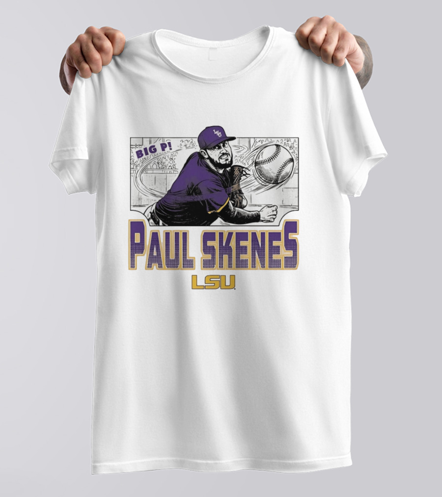 LSU Tigers Paul Skenes Big P Baseball Comic T-Shirt