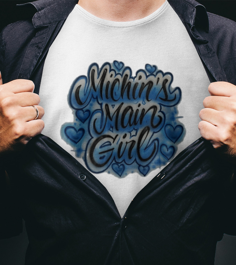 Michin's Main Girl Blue Hearts Airbrush T-Shirt