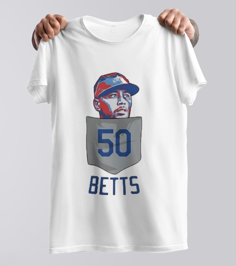 Mookie Betts 50 Los Angeles Dodgers Baseball MLB Pocket T-Shirt
