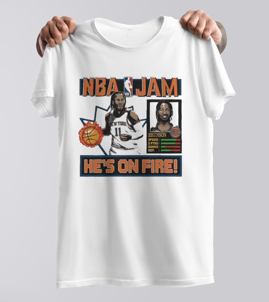 NBA Jam Jalen Brunson New York Knicks He's On Fire T-Shirt