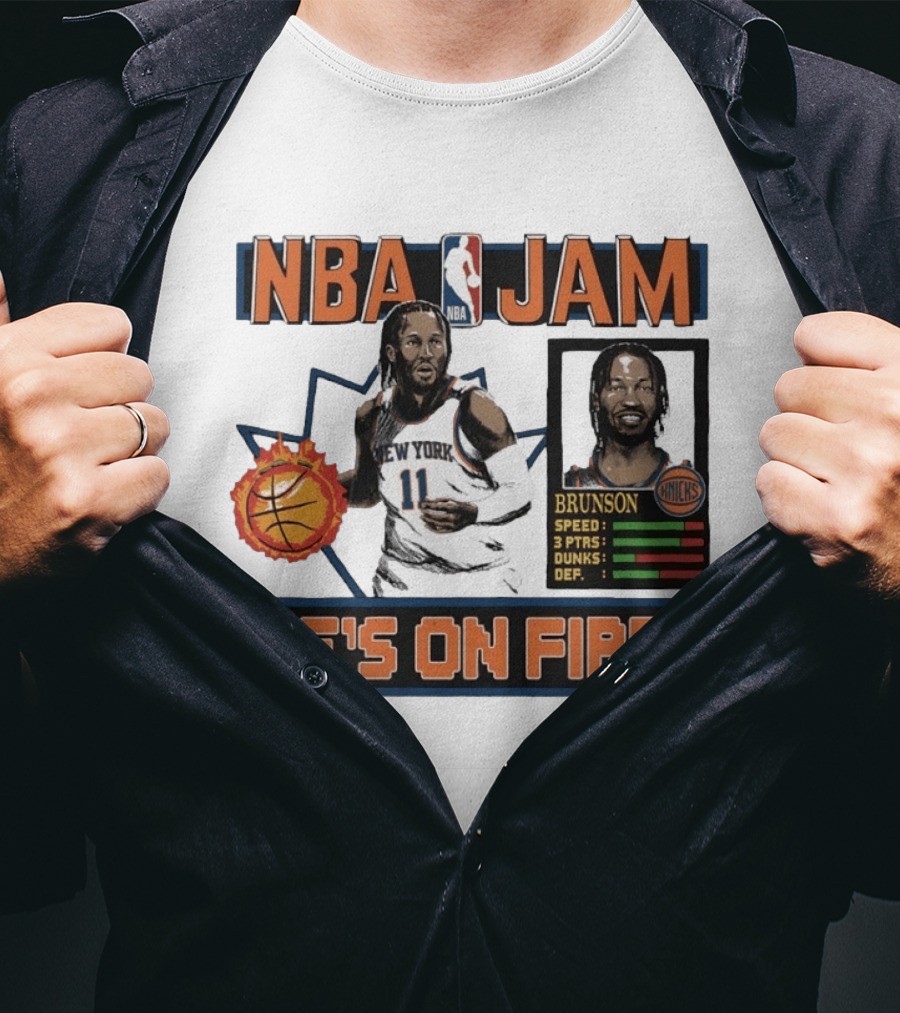 NBA Jam Jalen Brunson New York Knicks He's On Fire T-Shirt