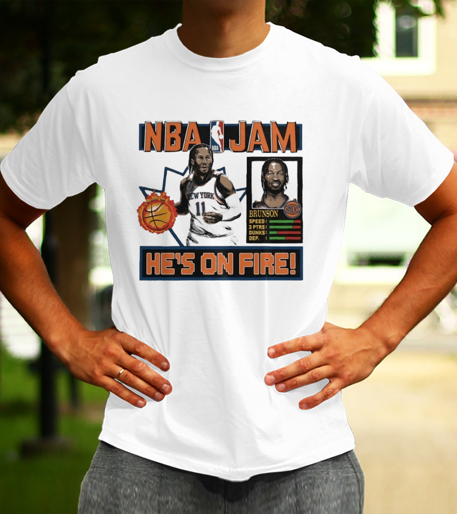 NBA Jam Jalen Brunson New York Knicks He's On Fire T-Shirt