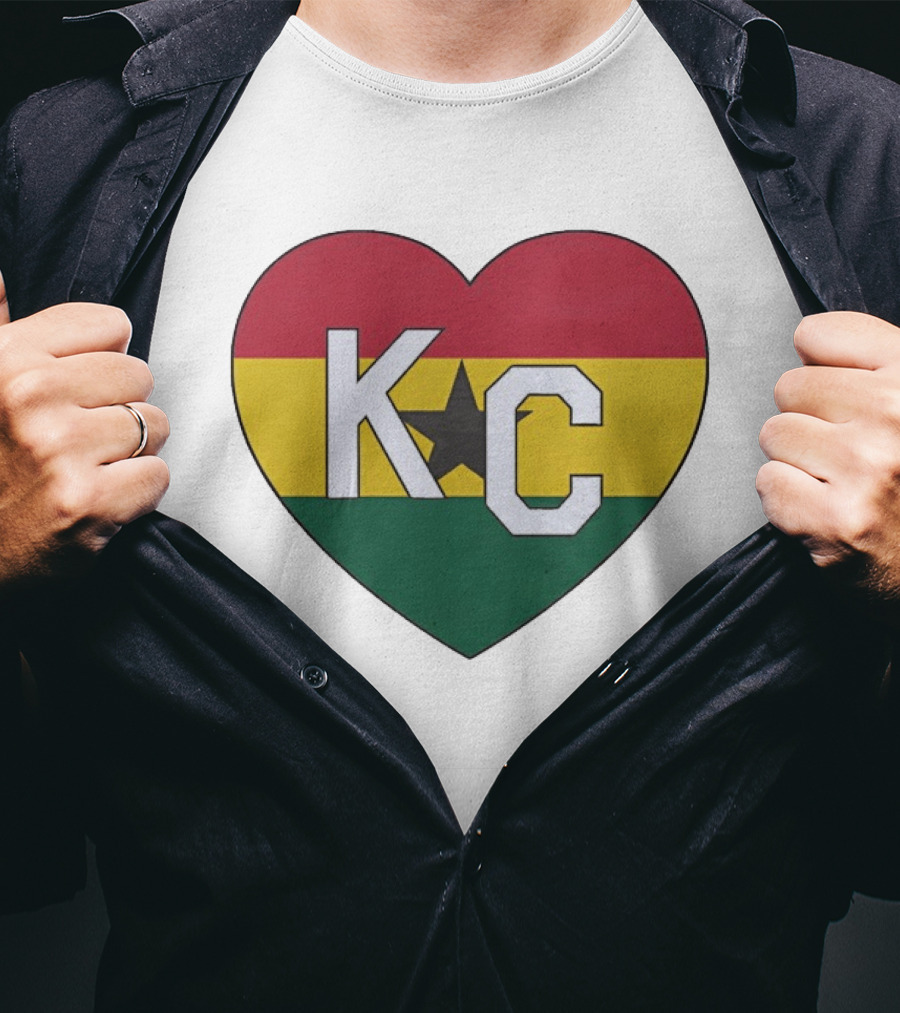 Ghana Flag Colors KC Heart T-Shirt