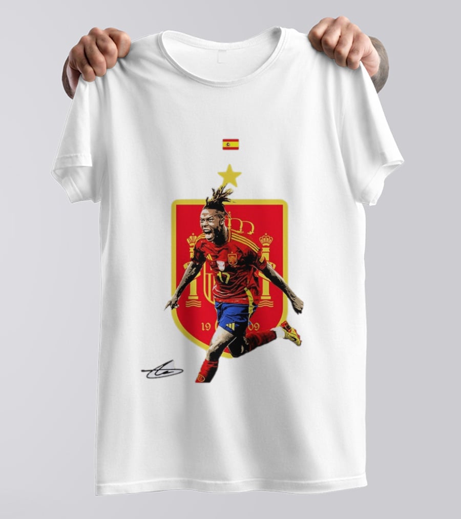 Nico Williams España Número 19 Escudo De La Selección Española Flag T-Shirt