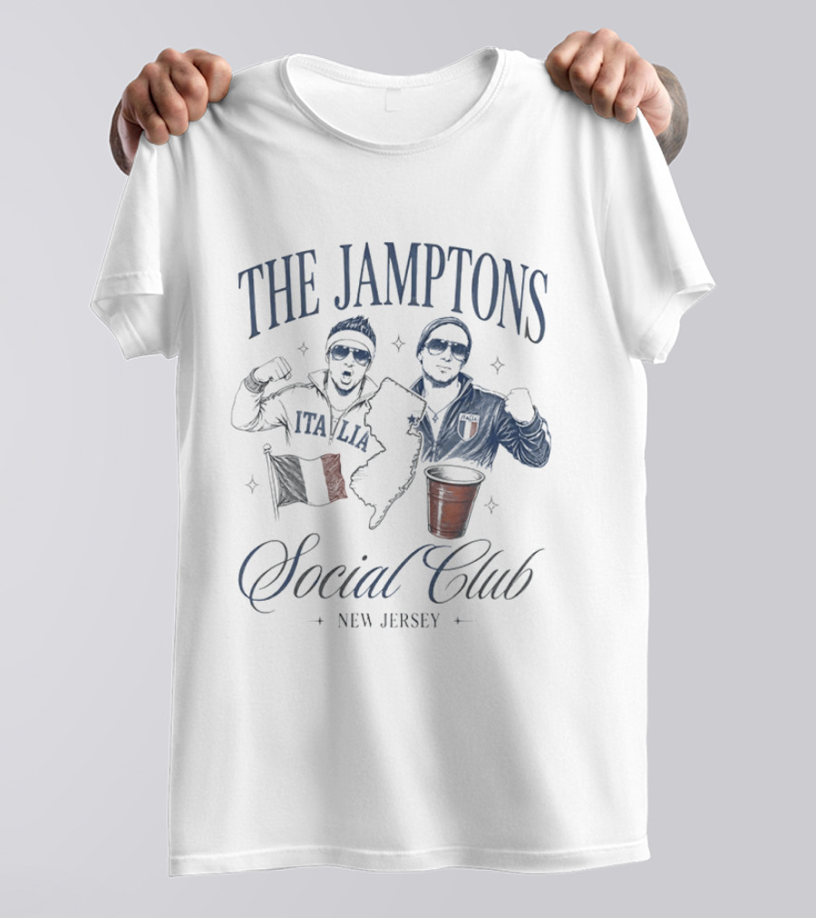The Jamptons Social Club New Jersey Italian American Flag And Red Cup T-Shirt