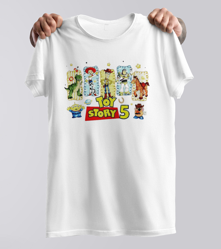 Toy Story 5 Movie Characters Woody Buzz Jesse Rex Bullseye Mr Potato Head T-Shirt