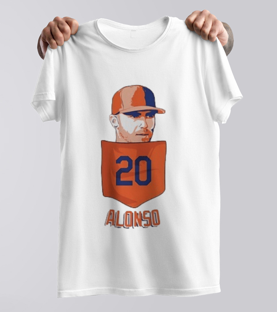 Pete Alonso 20 New York Mets MLB Baseball Pocket T-Shirt