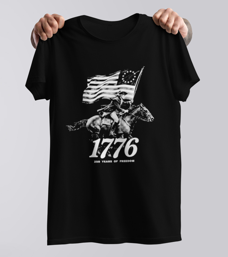 1776 250 Years Of Freedom Washington Riding With American Flag T-Shirt
