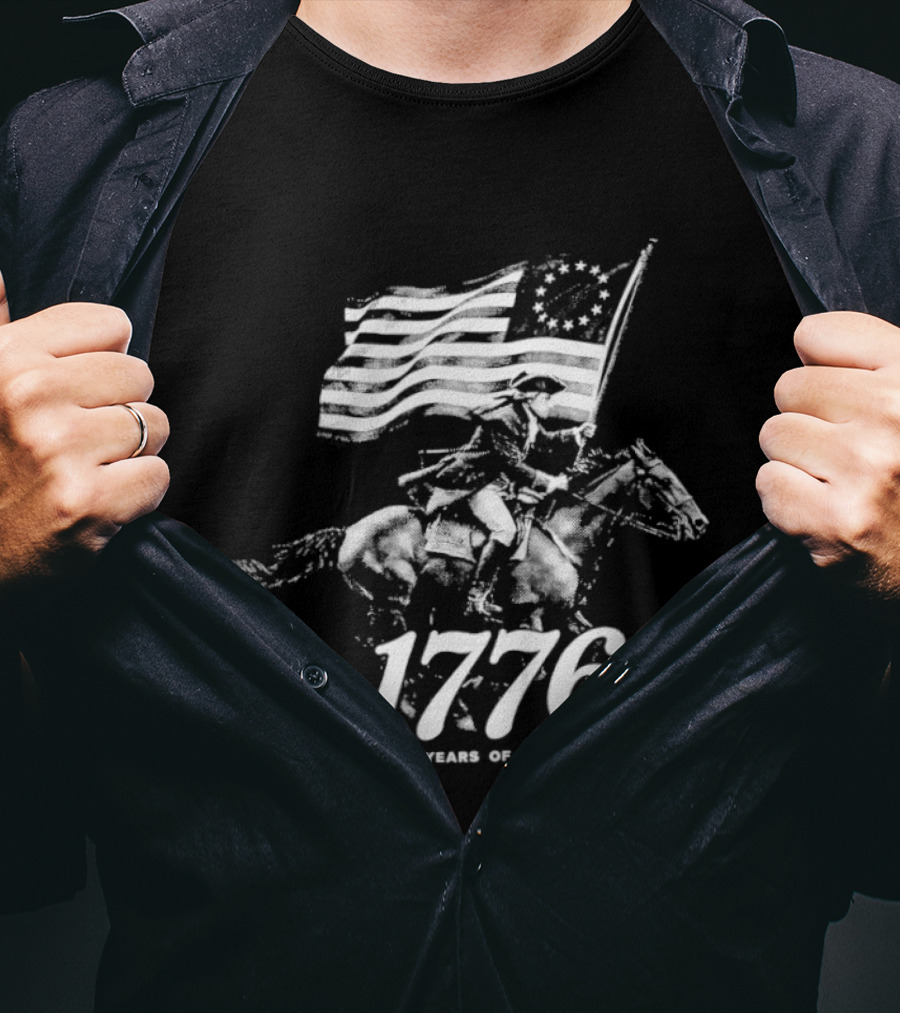 1776 250 Years Of Freedom Washington Riding With American Flag T-Shirt