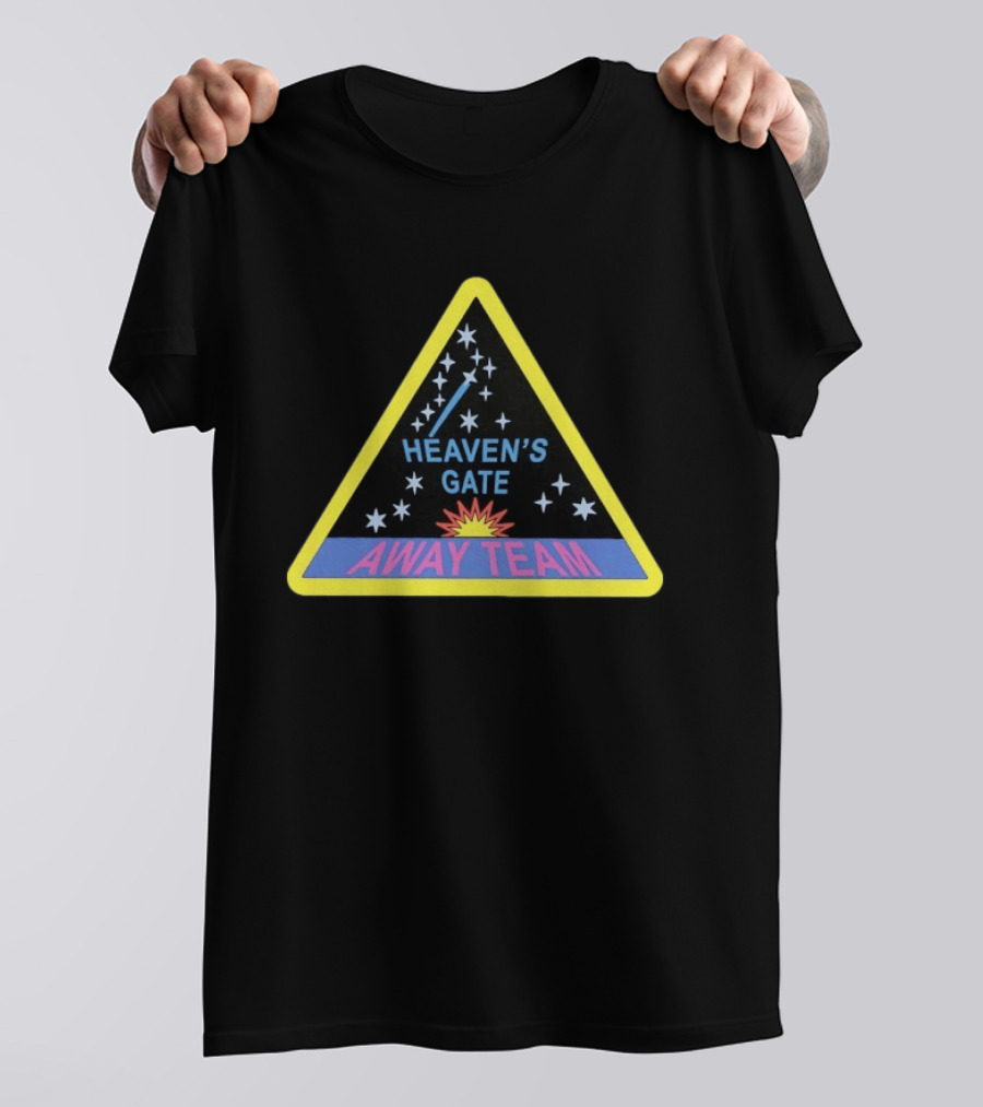 Heaven's Gate Away Team Space Sci Fi Cult Triangle Badge With Stars And Comet T-Shirt