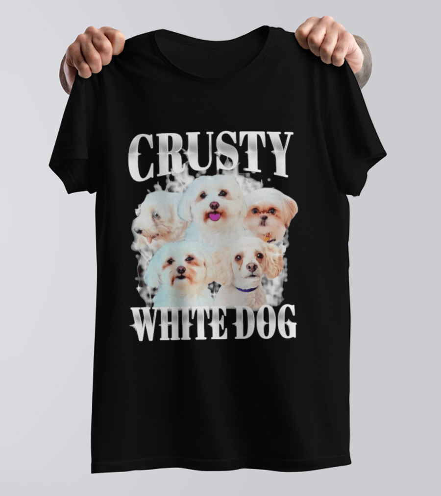 Crusty White Dog Collage 90s Bootleg Vintage Style Nostalgia T-Shirt