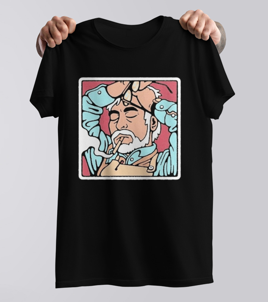 Drew Wise Tired Relaxed Bearded Figure With Pipe And Eyeglasses Japanese Ukiyo E T-Shirt