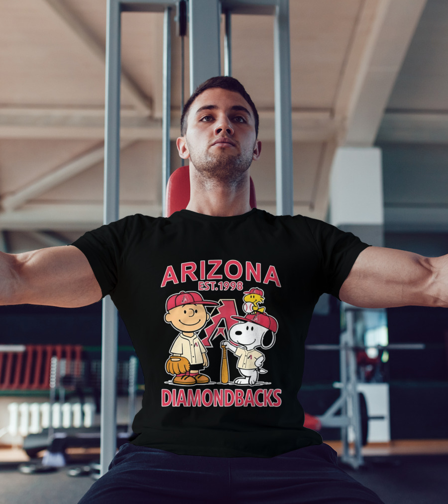 Peanuts Arizona Diamondbacks Est 1998 Charlie Brown Snoopy Woodstock Baseball Collaboration T-Shirt