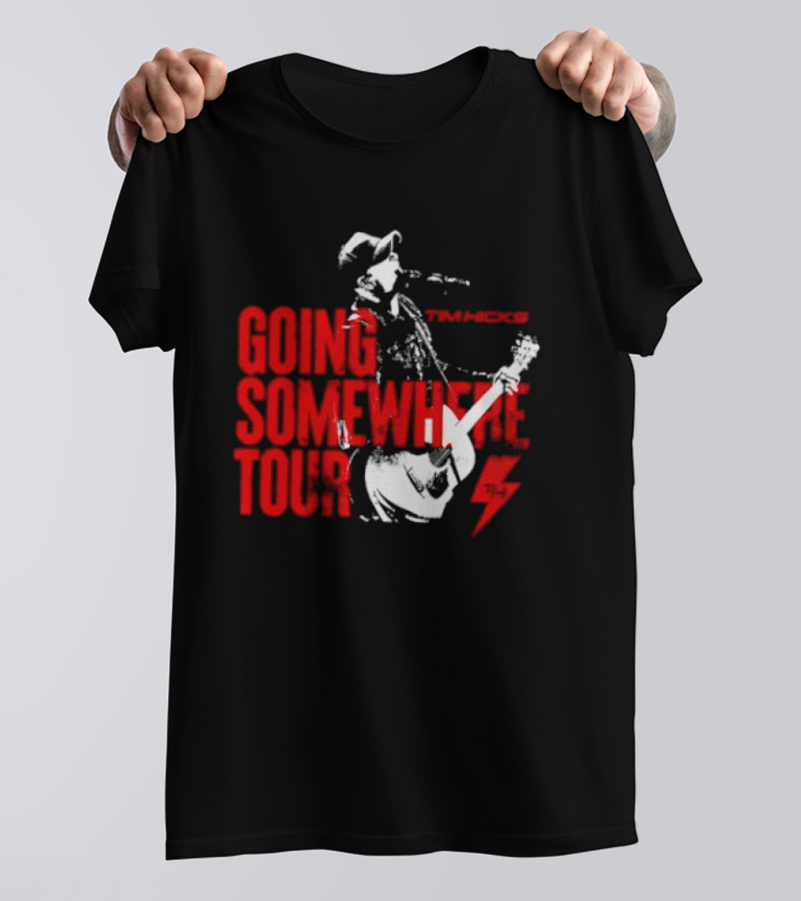 Tim Hicks Going Somewhere Tour Guitar Lightning Bolt T-Shirt